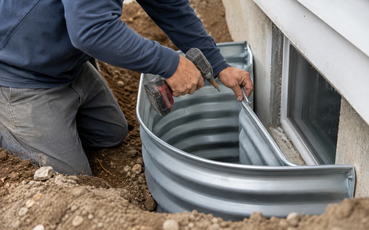 Egress window well installation contractor
